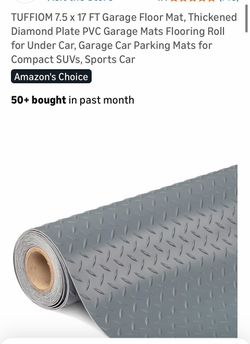 TUFFIOM 7.5 x 17 FT Garage Floor Mat, Thickened Diamond Plate PVC Garage Mats Flooring Roll for Under Car, Garage Car Parking Mats for