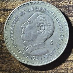 1957 México 🇲🇽 5 Pesos Silver Coin 