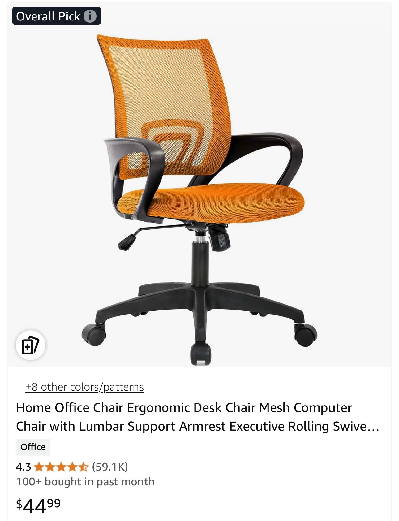 Home Office Chair Ergonomic Desk Chair Mesh Computer Chair with Lumbar Support Armrest Executive Rolling