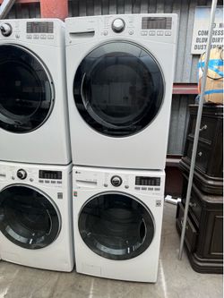 LG white front load washer and gas dryer set
