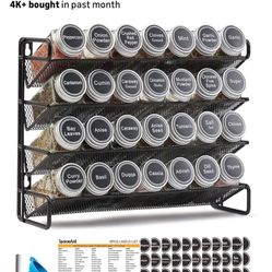 Spice Rack With 27 Glass Jars And Labels