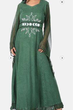 Sakkas Eve Women's Green Long Sleeve Medieval Renaissance Celtic Maxi