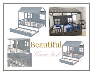 🏡 House Bed with Trundle – Full Size – Excellent Condition