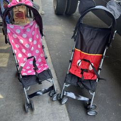 Two Mickey And Minnie Cisco Strollers  New 