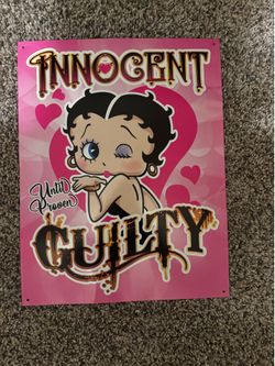 Betty Boop Innocent Until Proven Guilty Metal Tin Sign - 12.5x16
