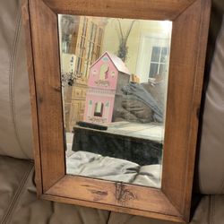 Framed OG Mid 1800’s Walnut Beveled Glass Mirror 23” tall x 16” wide