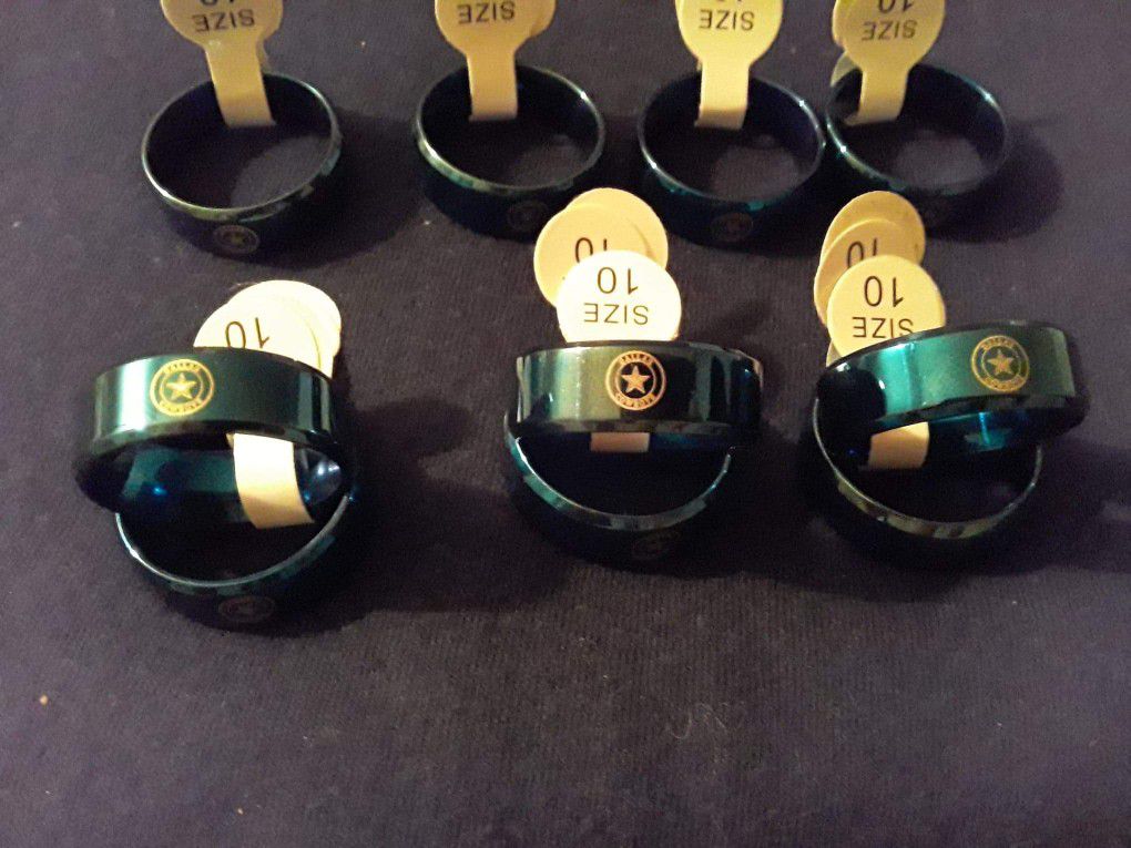 $5 each New Dallas cowboys blue stainless steel rings size 10