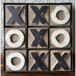 Rustic Wooden Tic-Tac-Toe Game Set
