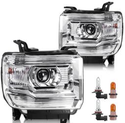 New Headlights For 2014 2015 GMC Sierra 1500 Or 2015-2019 Sierra 2500/3500 Hd W/O Led Models Only