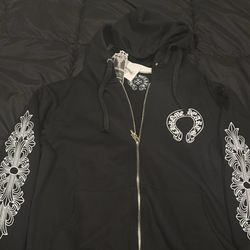 New Chromehearts black men’s small floral horseshoe zip up
