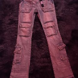 Blue washed stacked Jeans