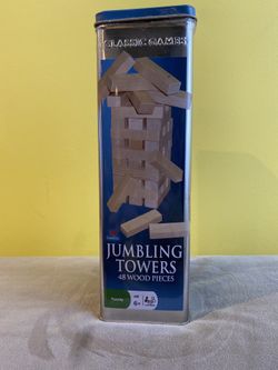 NEW Jumbling Towers Wood Block Game in Collectors Tin by Cardinal