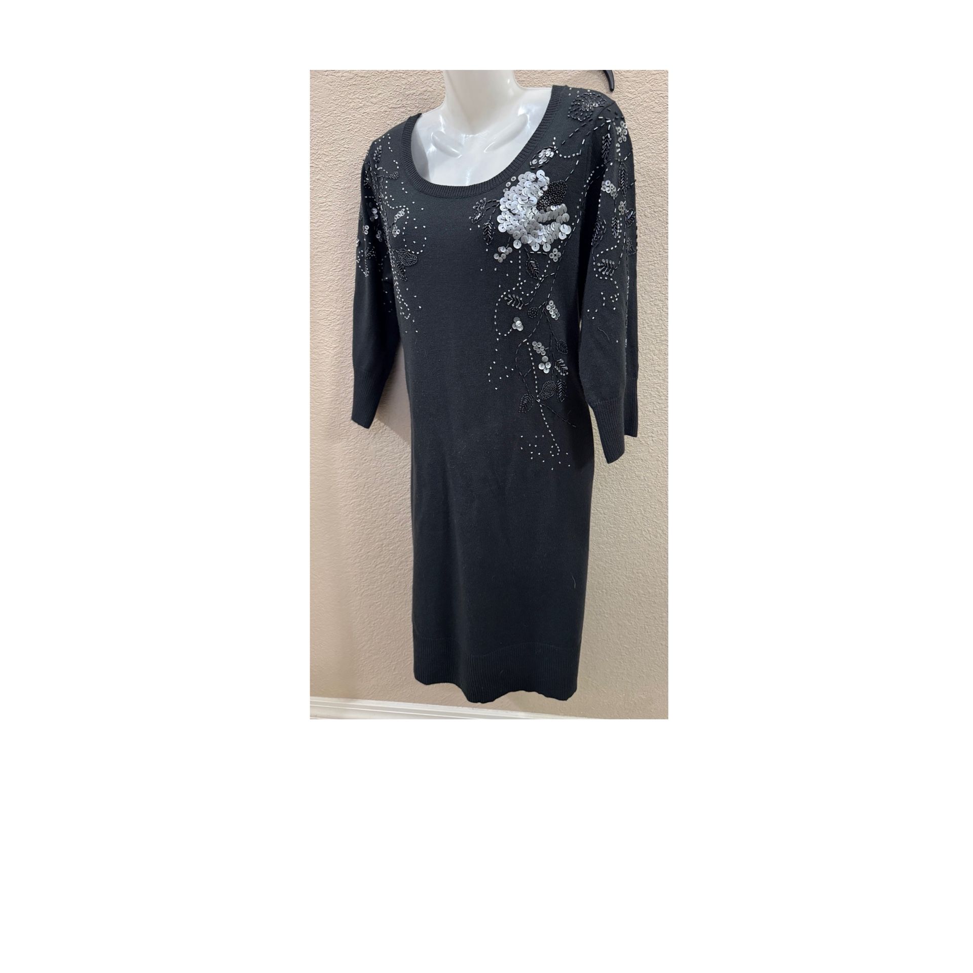 Cato dark grey Sequin Beaded Sweater Dress