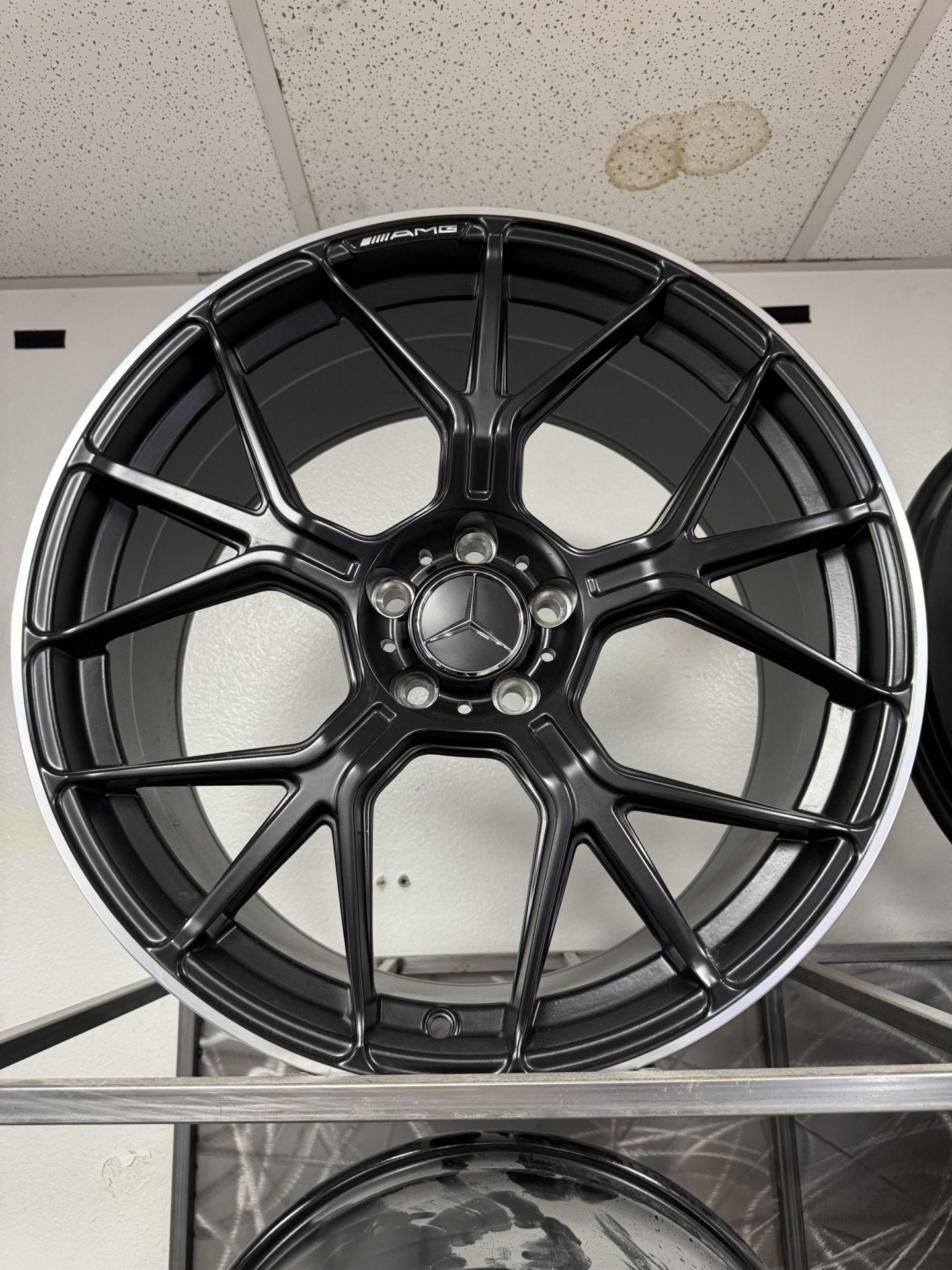 Staggered 20in Matte Black With Machined Lip 2024 Mercedes AMG Gt Style Rims