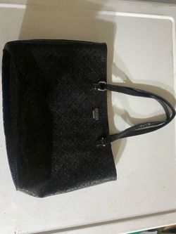 black GUESS Roman Signature Tote bag purse