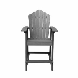 Gray HIPS Plastic Outdoor Bar Stool Patio Bar Height Adirondack Chair (1-Pack