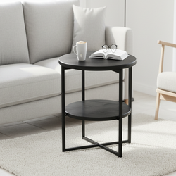 Durango Round Side Table with Storage Shelf