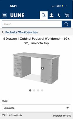 4 Drawer/1 Cabinet Pedestal Workbench