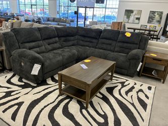 Charcoal Plush Sectional Reclining Couch