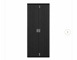 Tall 30 in. W x 72 in. H x 20.25 in. D Plastic 3 Shelf Resin Freestanding Cabinet 72 in. Black