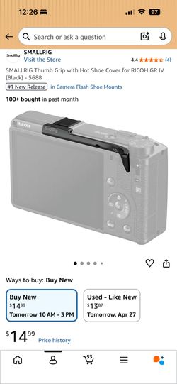 Smallrig thumb grip with hot shoe cover for RICOH GR IV