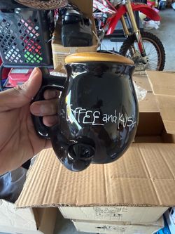 Coffee and Kush Ceramic Pipe Mug with Lid per case