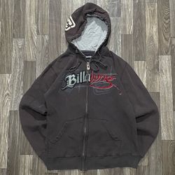 Y2k Vintage 2000s RARE BillaBong Dark Grey Embroidered Logo Zip Up