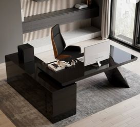Laminate Black L shaped desk