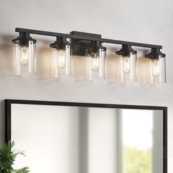 stambord 5 Light Bathroom Vanity Light, Black Bathroom Light Fixture