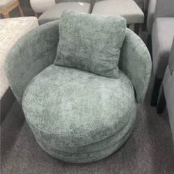 Newly Assembled 360° Round Swivel Barrel Chair Swivel Accent Chairs with Pillow