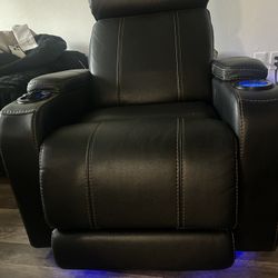 Electric Leather Recliner Chair With Led Lights Obo