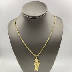 14KT YELLOW GOLD 26” SOLID ROPE CHAIN 2.5MM 20.6GR W/ 14KT YELLOW GOLD SAN JUDAS CHARM 5.6GR