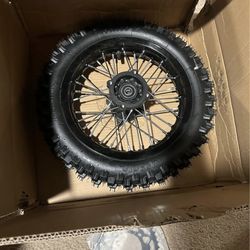 Rear 12 Inch Dirt Bike Tire Rim Assembly