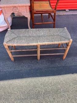 Wicker and wood bench 3.5 feet length