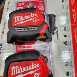 Milwaukee 48-22-0325 25 ft. Magnetic Tape Measure (2 Pack), NEW