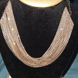 Luxury Multilayer White Crystal Choker Necklace 