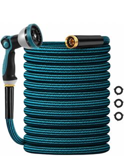 Garden Hose 50FT, Non-Expanding Water Hose Ultra Lightweight With Nozzle Kink-Free, Sturdy, Leak-Proof, Flexible, Abrasion Resistant, Easy to Carry Ho