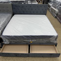 King size bed frame storage bed headboard frame with mattress included brand new set $380 only