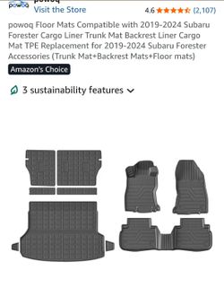 Floor Mats Compatible with 2019-2024 Subaru Forester Cargo Liner Trunk Mat Backrest Liner Cargo Mat TPE Replacement for 2019-2024 Subaru Forester Acce
