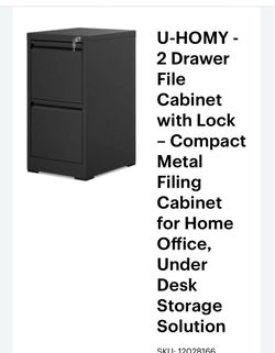 U-HOMY 2-Drawer Metal File Cabinet with Lock