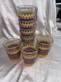 LOT OF 8 Like New Missoni for Target Plastic Tumbler Cups Colorful Zig Zag Pattern