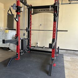 Vesta Fitness PRO SERIES Ultimate Half Rack Functional Trainer w/Smith Machine Bar | 320lb Stack | Gym Equipment | Fitness | Commercial | Squat Rack 