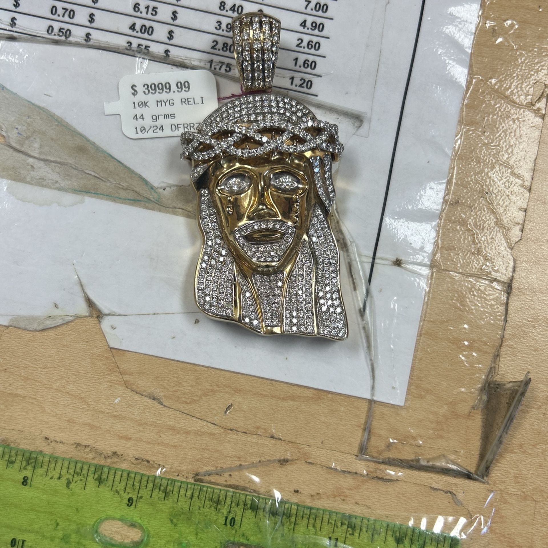 Diamond And Gold Jesus Pendant