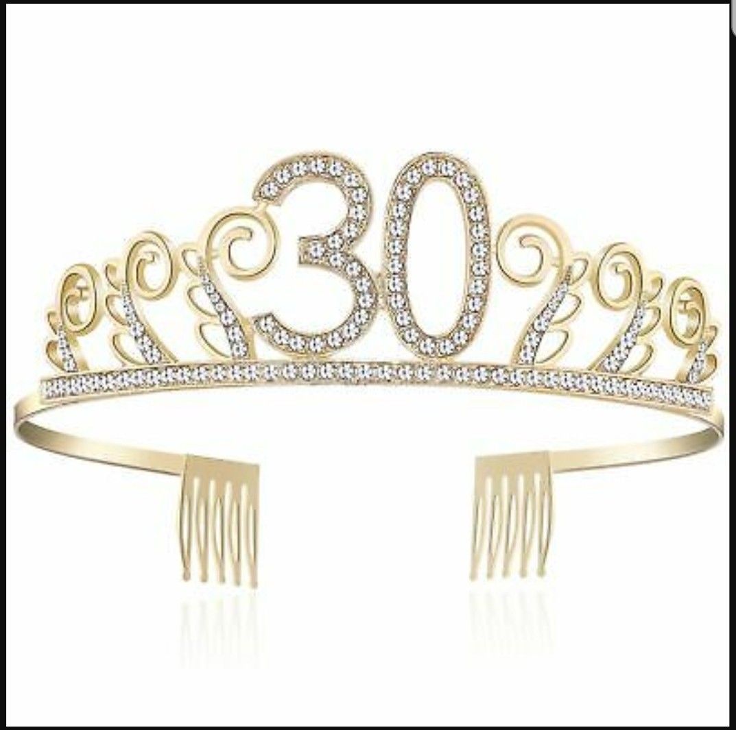 New 30 Tiara- Gold with rhinestones