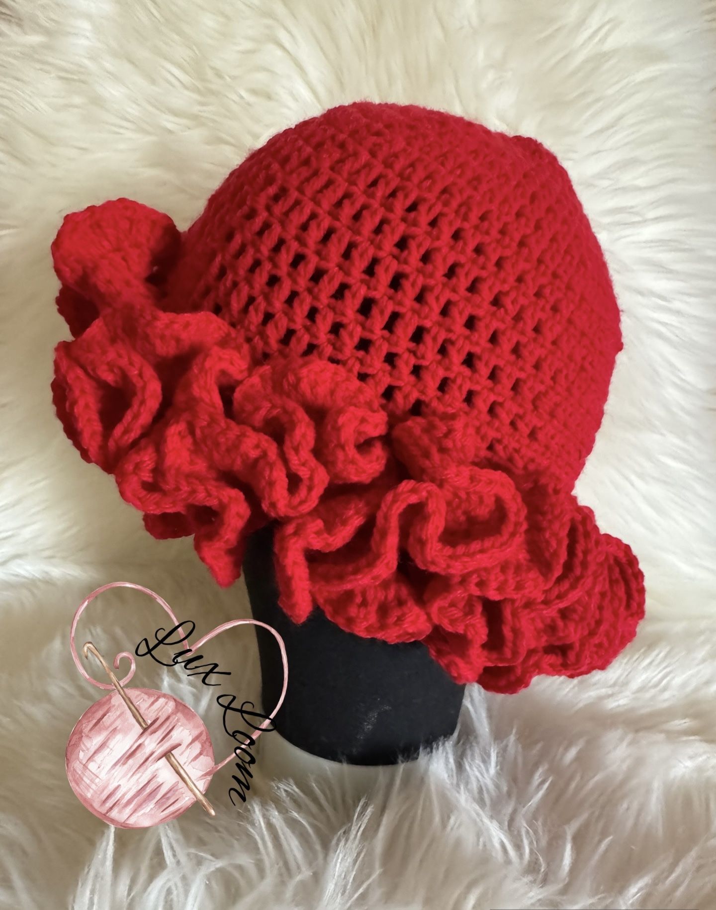 Handmade crotchet Ruffle Hat