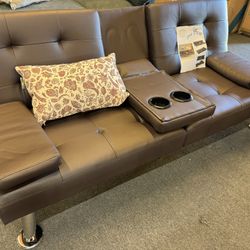 Brown Futon Sofa New Assembled 