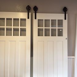 Barn Sliding Doors 2 Doors 37”x7’ All Hardware And 1x8 Header Is Included 