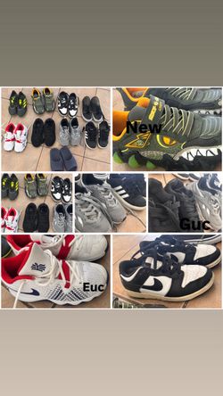 9pc pairs of boy shoes size 1y-2y Nike dunks Nike adidas quicksilver Reebok sneakers guc must sell