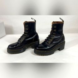 Dr. Martens Leona Chunky Black Leather Platform Men 6 Or Women 7 Unisex