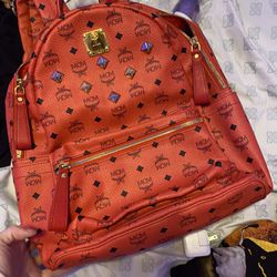 Brand New Red Mcm Backpack